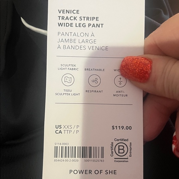 NWT-Athleta Black/White Venice Track Stripe Wide Leg Pant, XX Small Petite - Picture 9 of 9